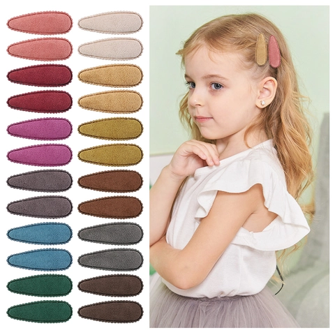Sweet Velvet Scalloped BB Hair Clips Girls Kids Cute Polyester Cloth Flocked Drop Hairpins Hair Accessories Multiple Colors