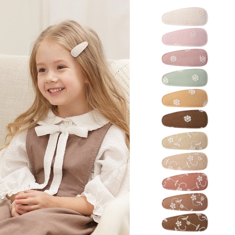 Pinzas para el Cabello de Tela Bordada con Flores para Niñas Clips de Presión de Margaritas Hechos a Mano Accesorios Dulces