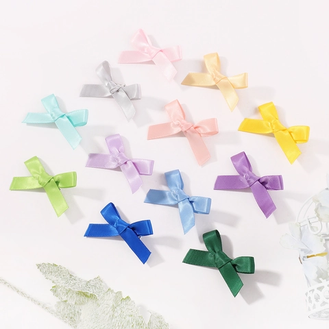 Handmade Mini Satin Bow Hair Clips For Girls Multicolor Polyester Ribbon Alligator Clips Sweet Hairpin Hair Accessories