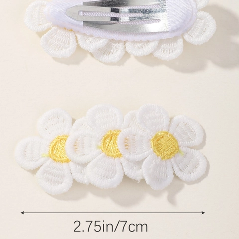 Geborduurde Bloem Madeliefje Haarspelden Voor Baby Meisjes Kinderen Stof Kant Florale BB Clips Zoete Haar Accessoires