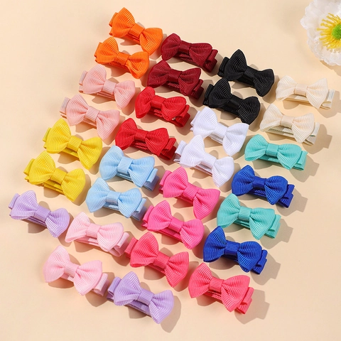 Small Kids Bow Hair Clips For Girls Solid Candy Color Mini Grosgrain Ribbon Bowknot Alligator Clips Children Hair Accessories