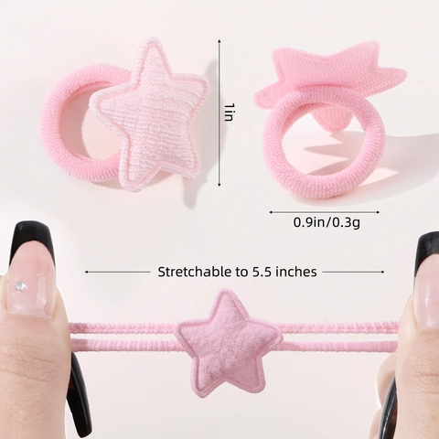 Kids Girls High Elastic Nylon Star Pattern Hair Ties Set Cute Macaron Colors Scrunchies Fabric Star Hair Bands Hair Accessories