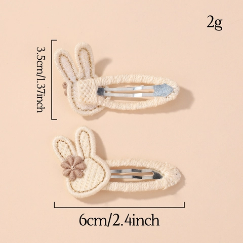 Lindas Pinzas para el Cabello con Bordado de Conejo Floral para Niñas Clips de Tela Hechos a Mano Accesorios de Cabello