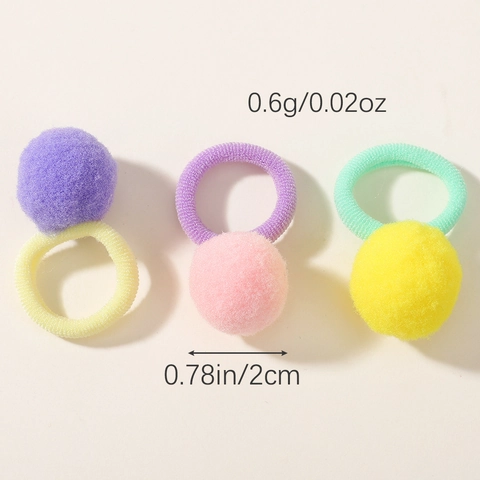 Cute Faux Fur Pom Pom Hair Ties Elastic Hair Bands Soft Plush Scrunchies For Kids Girls Hair Accessories Daily Party Styling