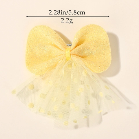 Pinzas para el Cabello con Lazo de Malla de Doble Capa para Niñas Horquillas de Lentejuelas Brillantes con Lunares Accesorios Niños