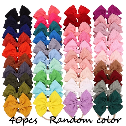 Soft Waffle Texture Bow Headband For Baby Girls Elastic Nylon Hair Bands Toddler Infant Party Hair Accessories