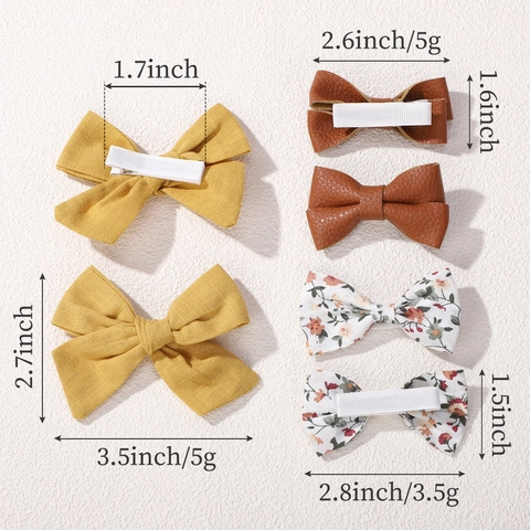 Peuter Meisjes Boog Haarspeldjes Assorti Stof Kant Kunstleer Bloemmotief Barrettes Voor Kinderen Dagelijkse Feestaccessoires