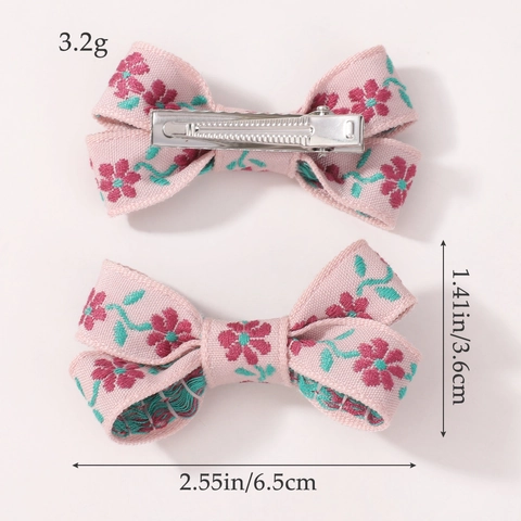 Lot de Barrettes à Cheveux Nœud en Tissu Style Preppy pour Filles Enfants Gingham Pois Floral Broderie Cœur Strass Doux Accessoires Cheveux
