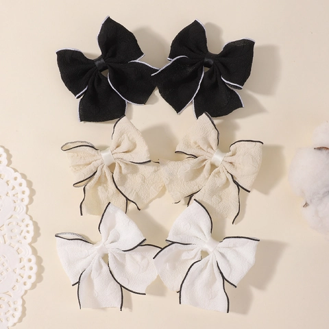 Handmade Satin Bow Hair Clips Girls Academy Style Contrast Edge Lolita Duckbill Clips Sweet Vintage Hair Accessories