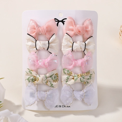 Ensemble de Barrettes à Cheveux Nœud Fait à la Main pour Filles Enfants Tissu Brodé Floral Dentelle Pince à Bec de Canard Accessoires