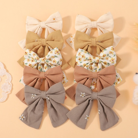 Fermagli per Capelli con Fiocco Stampato per Bambine Stile Preppy Forcine in Tessuto Fermagli con Fiocco a Fiori e Quadri Accessori per Capelli