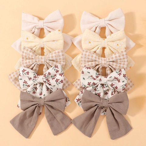 Fermagli per Capelli con Fiocco Stampato per Bambine Stile Preppy Forcine in Tessuto Fermagli con Fiocco a Fiori e Quadri Accessori per Capelli