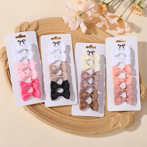 Kids Grosgrain Ribbon Bow Hair Clips Set For Girls Toddlers Handmade Solid Color Alligator Hairpins Boutique Accessories
