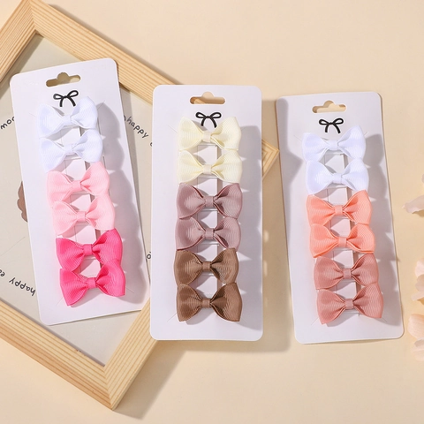 Kids Grosgrain Ribbon Bow Hair Clips Set For Girls Toddlers Handmade Solid Color Alligator Hairpins Boutique Accessories