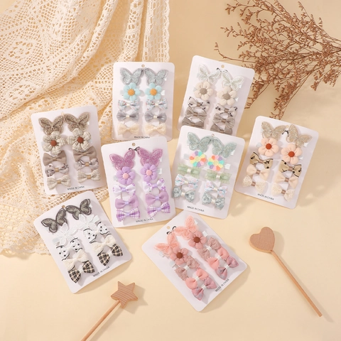 Barrettes à Cheveux Enfants Faites à la Main Variété Papillon Nœuds Fleurs Épingles Filles Accessoires Polyester Alliage