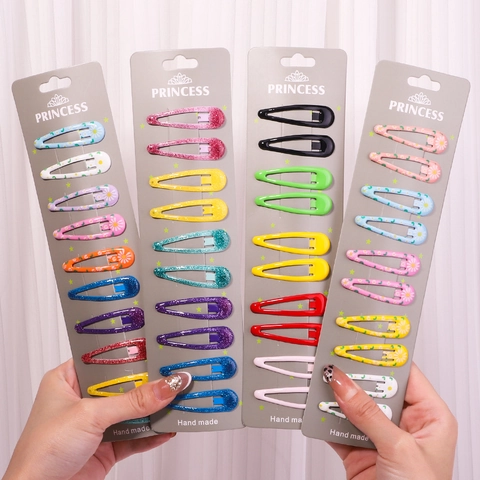 Süße Florale Epoxidharz Snap Haarspangen Bunte Metall Glitzer Gänseblümchen Druck Barrettes Für Kinder Mädchen Haarschmuck