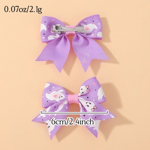 Halloween Haarstrikken Clips voor Kinderen Vleermuis Geest Pompoen Print Grosgrain Lint Haarspelden Meisjes Feest