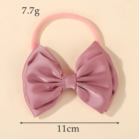 Bandeaux Bébé en Nylon Grand Nœud en Satin Accessoires de Cheveux Élastiques Doux pour Tout-Petits Filles Nourrissons