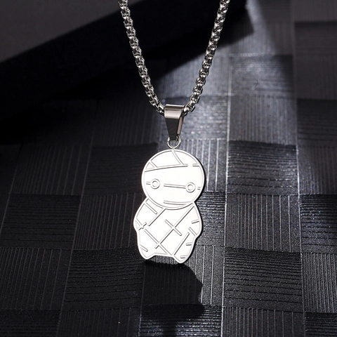 Collana con Ciondolo a Forma di Mummia in Acciaio al Titanio Hip Hop Streetwear Catena Maglione Unisex Argento Gioielli Punk