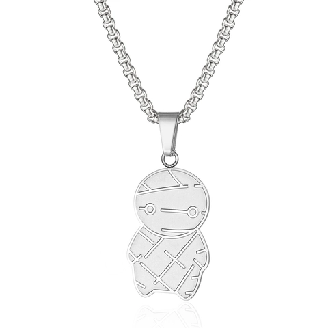 Collana con Ciondolo a Forma di Mummia in Acciaio al Titanio Hip Hop Streetwear Catena Maglione Unisex Argento Gioielli Punk
