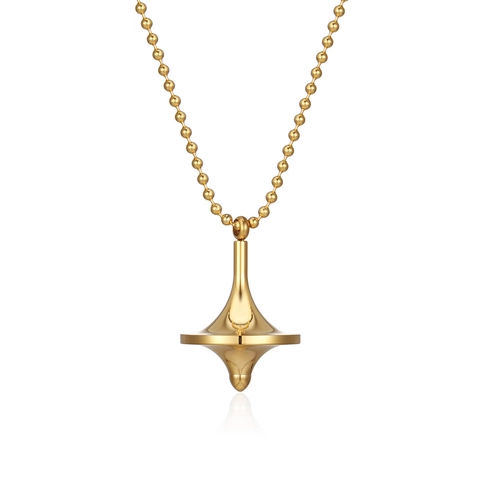 Collana con Pendente Totem Trottola in Acciaio Inossidabile al Titanio per Uomo Donna Hip Hop Catena a Sfere Gioielli