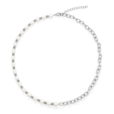 Baroque Artificial Pearl Stitching Necklace Titanium Steel Hip Hop Chain Jewelry For Men Women Fashion Necklaces