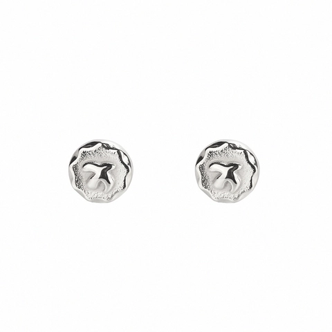 Boucles d'Oreilles Clous Aigle en Acier Titane Vintage Style Harajuku Retro Oiseau Volant Rond Bord Ondulé Bijoux Unisexe
