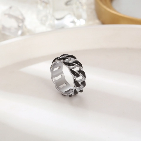 Unisex Hip Hop Titanstahl Panzerkette Ring Farbig Lackiert Emaille Street Style Band Ring Für Herren Damen Modeschmuck