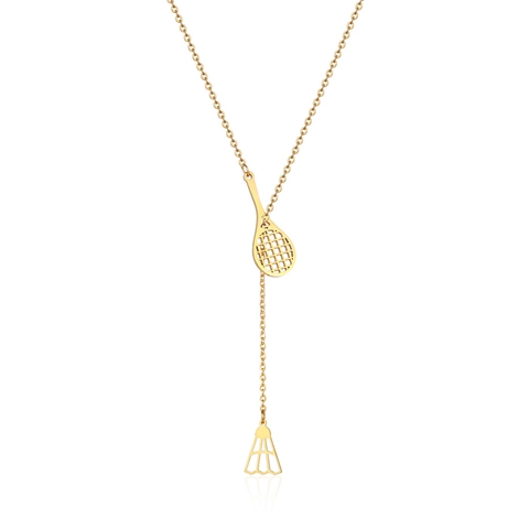 Halskette Edelstahl Damen Badmintonschläger Federball Anhänger Lange Pulloverkette Sportlicher Y-Form Schmuck Geschenk Für Sportler