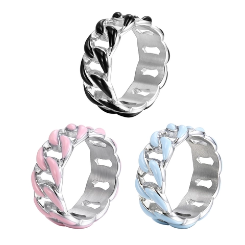 Unisex Hip Hop Titanstahl Panzerkette Ring Farbig Lackiert Emaille Street Style Band Ring Für Herren Damen Modeschmuck