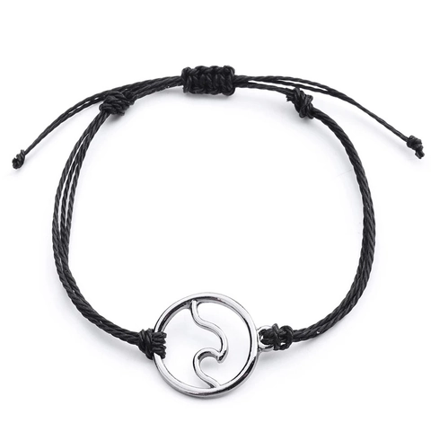 Alloy Wave Charm Braided Wax String Bracelet Adjustable Cord Surf Ocean Style Boho Jewelry For Men Women Unisex Gift