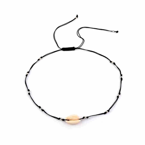 Collana con Pendente in Conchiglia Naturale Fatta a Mano Collana Intrecciata in Cordino Cerato Regolabile Boho per Uomo Donna Gioielli