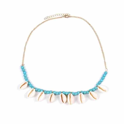 Böhmische Muschel Türkis Anhänger Halskette Für Damen Strandurlaub Handgemachte Verstellbare Gold Legierung Kette Schmuck
