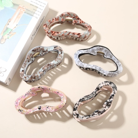 Französisch Vintage Acetat Haarklammer Große Marmormuster Blumen Haargreifer Für Dickes Haar Damen Mode Haarschmuck