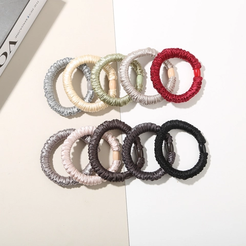 High Elastic Satin Pleated Scrunchie For Women Solid Color Ponytail Holder Simple Hair Rope Ties Fashion Hair Accessories