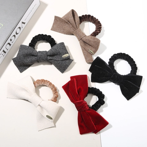 Coleteros de Lazo de Terciopelo y Punto de Moda con Alta Elasticidad para Mujer Elegante Otoño Invierno Accesorios para el Cabello