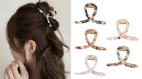 French Vintage Acetate Hair Claw Clip Large Marble Tortoiseshell Pattern Nonslip Shark Catch Hair Barrette Accessories For Women