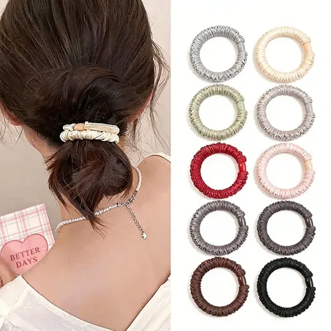 High Elastic Satin Pleated Scrunchie For Women Solid Color Ponytail Holder Simple Hair Rope Ties Fashion Hair Accessories