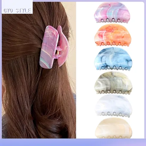 Marmormuster Haarklammer PS Material Große Teigtaschen Blumenform Shark Clip Für Damen Elegant Täglich Haarstyling Accessoire