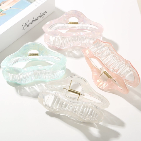 Französische Irisierende Meerjungfrau Künstliche Perle Haarklammer Große Acetat Wolke Wellenform Haarstyling Zubehör Für Damen Haar