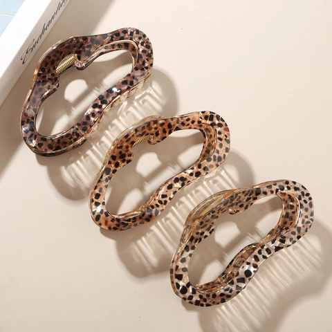 Molla per Capelli in Acetato di Cellulosa con Stampa Leopardata Vintage per Donna Clip a Forma di Nuvola Accessori per Capelli