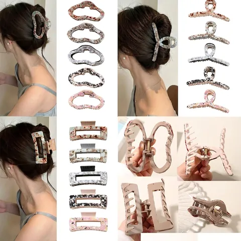 Französisch Vintage Acetat Haarklammer Große Marmormuster Blumen Haargreifer Für Dickes Haar Damen Mode Haarschmuck