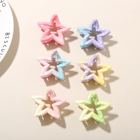 Stervorm PS Plastic Haarklem Gradiënt Macaron Mat Spat Patroon Decoratieve Haar Accessoire Voor Vrouwen Styling Tool