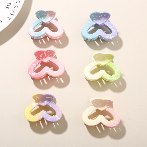Mini Molletta Per Capelli a Cuore Gradiente Macaron Plastica Clip a Squalo Opaca Spruzzi di Colore Accessori Capelli Donna