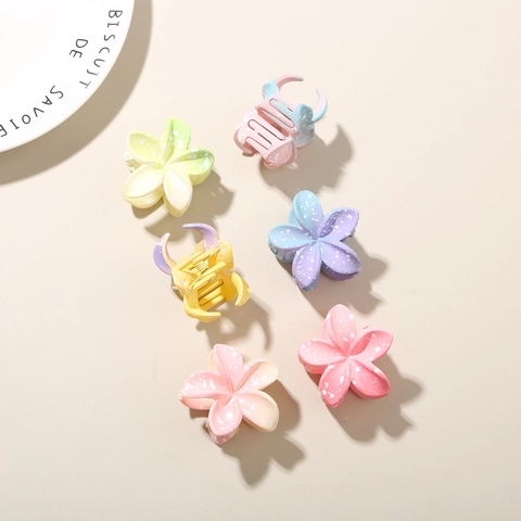 Matte Blumen Haarklammer Farbverlauf Macaron Frangipani Haarschmuck Botanischer Tintenspritzer Stil Damen Urlaub Alltag