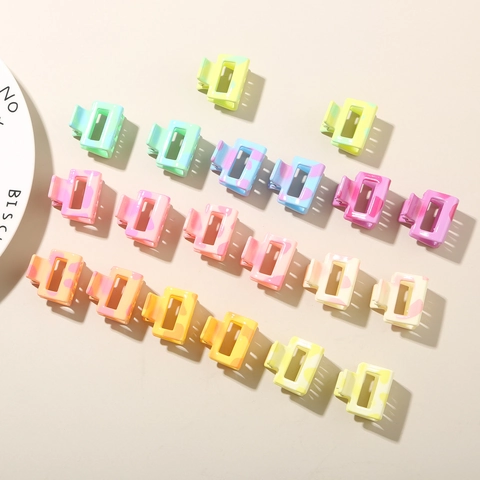 Mini Quadrat Hohl Haarkralle Für Damen Marmor Kuhmuster Harz Haarklammer Kleine Elegante Geometrische Haarschmuck