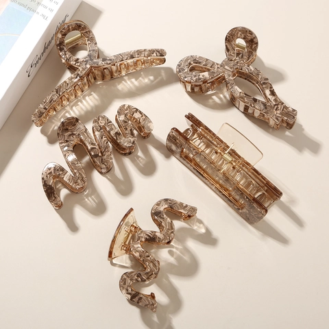 Pinzas para el Pelo Grandes de Acetato Elegante Patrón de Mármol Carey Pinzas para Cabello Grueso Accesorios de Pelo Mujer