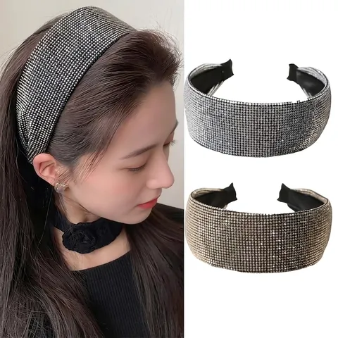 Lussuoso Cerchietto Largo con Strass Luccicanti Cerchio per Capelli con Diamanti per Donna Festa Matrimonio Accessori Capelli