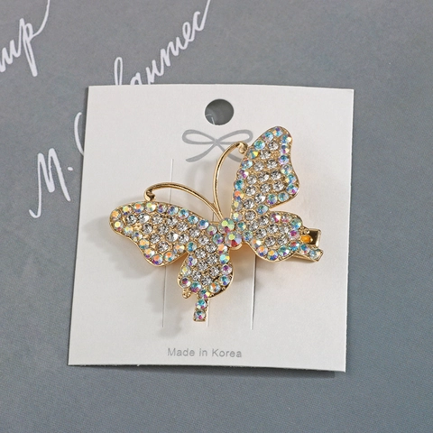 Barrettes à Cheveux Papillon en Strass de Style Coréen pour Femmes Alliage Électroplaqué Pince à Bec de Canard en Cristal Accessoires de Mode