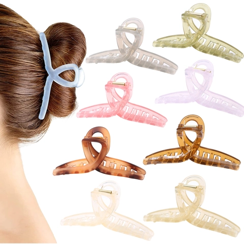 Crisscross Hair Claw Clip For Women Matte Glossy Acrylic Shark Clip Simple Elegant Non-Slip Hair Catch Styling Accessory